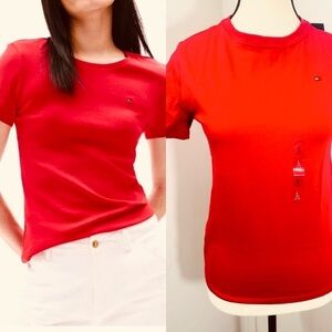 Tommy Hilfiger Red Girls T-Shirt Crew Neck Short Sleeve Cotton Casual Top 12-14
